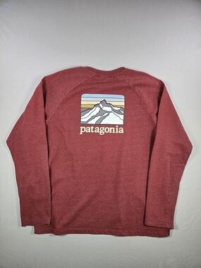 Patagonia Men's Line Logo Ridge Lightweight Crewneck Sweatshirt Red XL